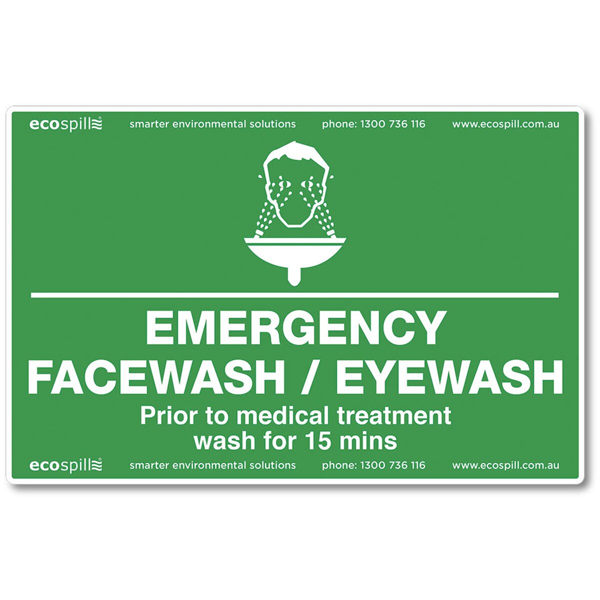 Safety Sign Emergency Facewash Eyewash | Ecospill | Brisbane Sydney Melbourne Adelaide Perth Canberra | Eyewash Sign | Eyewash Station Sign | SIGN-EFE